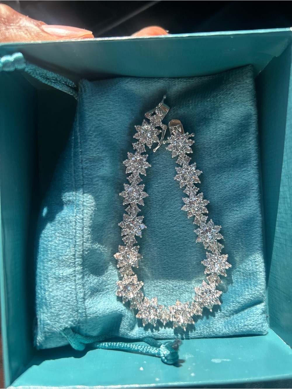 Sterling Silver AAA Grade CZ Flower Bracelet